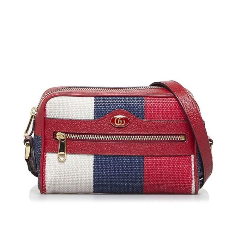 Gucci Camera Bag Stripes Sylvie Ophidia Bag Mystic White Hibiscus Red Maritime